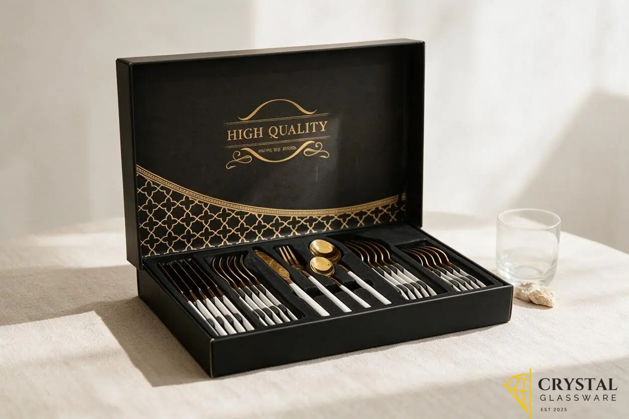 Cutlery Set 24Pcs Gold+White